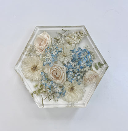 10" Hexagon Floral Preservation Keepsake