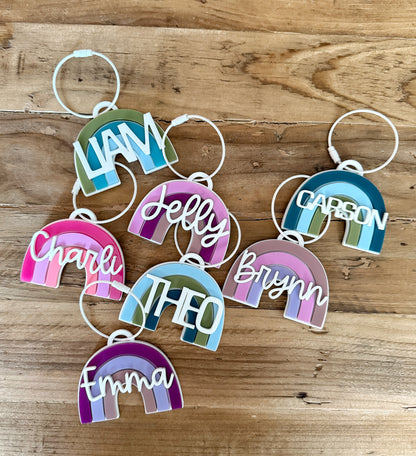 Custom Name Rainbow Keychain | Personalized Acrylic Tag