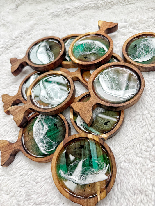 Mini Whale Fluke Ocean Wave Trinket Dish | Resin & Wood 9/17/26