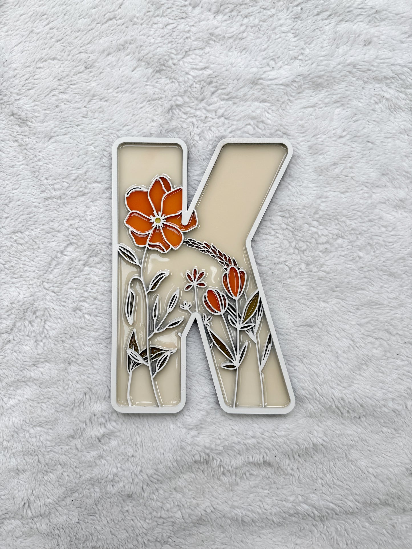 Custom Floral Resin Letter – Botanical Initial Art