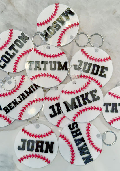 Custom Name Keychain | Personalized Acrylic Tag - Baseball