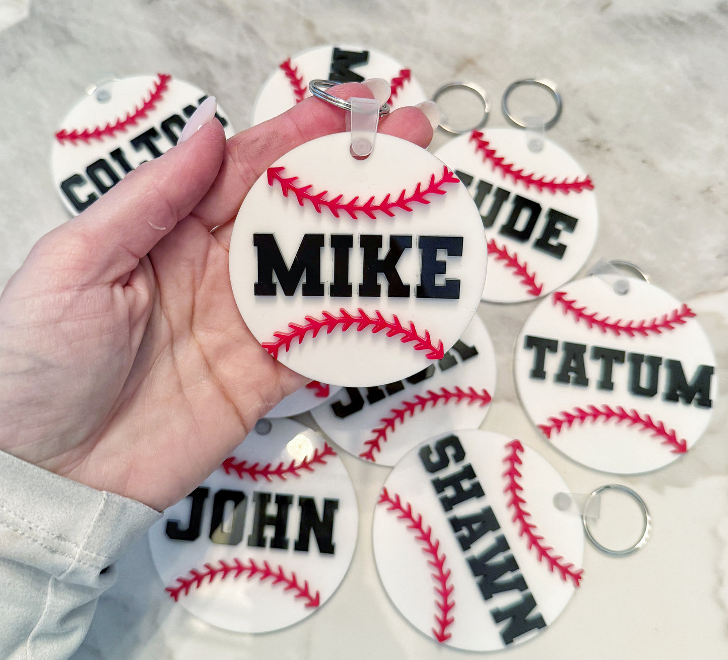 Custom Name Keychain | Personalized Acrylic Tag - Baseball