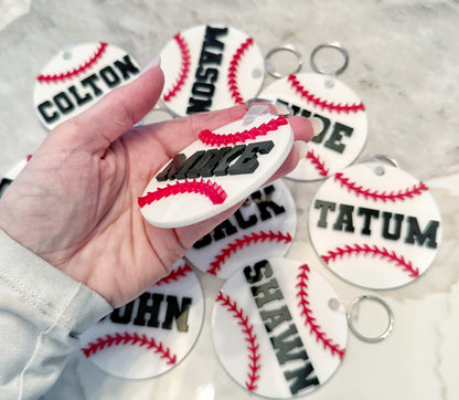 Custom Name Keychain | Personalized Acrylic Tag - Baseball