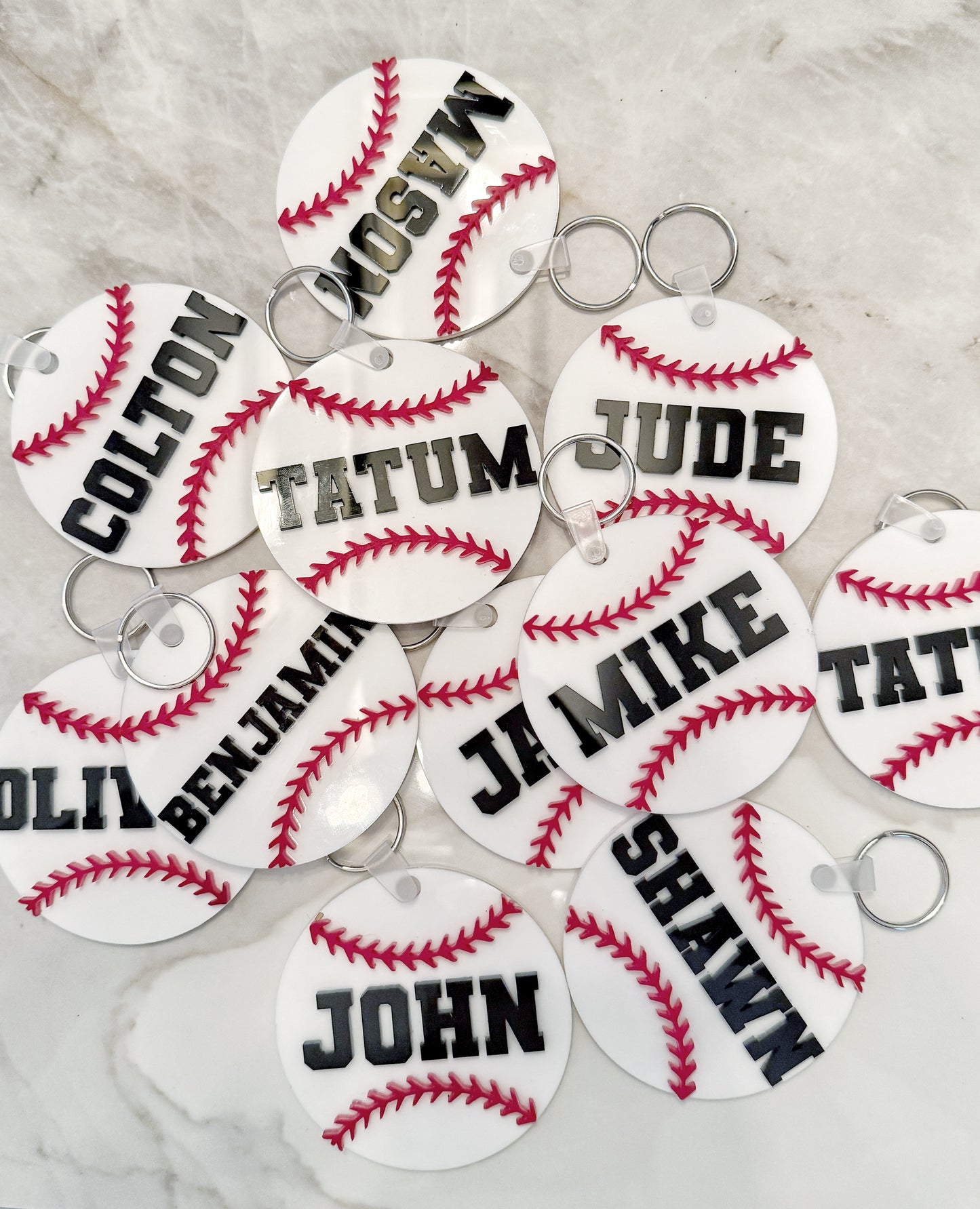 Custom Name Keychain | Personalized Acrylic Tag - Baseball