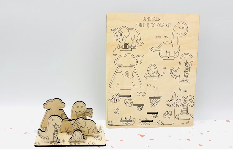 DIY Wooden Build & Paint Kit | Kids Craft Kit | Fairy Garden, Ocean & Space Themes | Laser Cut Coloring Activity | Gift for Kids