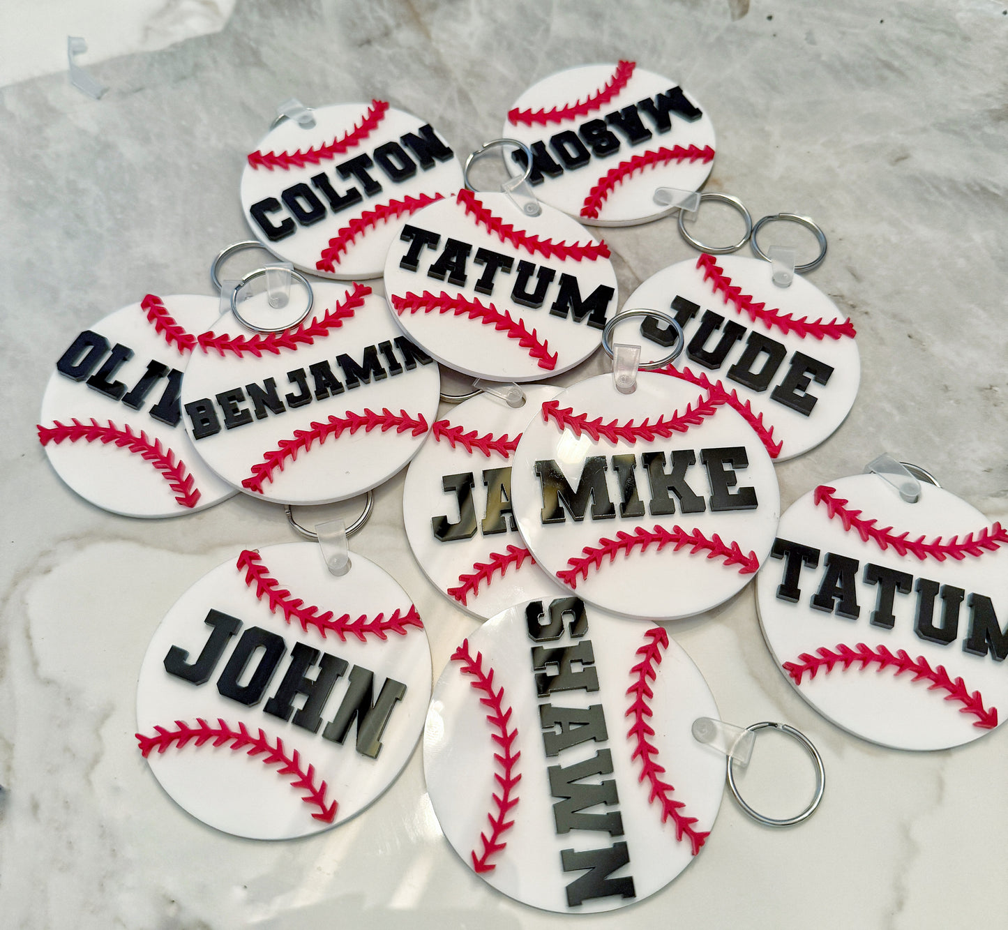 Custom Name Keychain | Personalized Acrylic Tag - Baseball