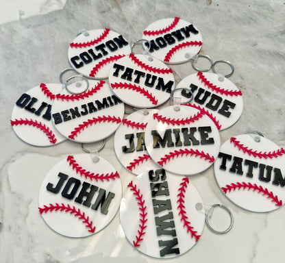 Custom Name Keychain | Personalized Acrylic Tag - Baseball