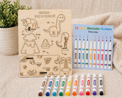 DIY Wooden Build & Paint Kit | Kids Craft Kit | Fairy Garden, Ocean & Space Themes | Laser Cut Coloring Activity | Gift for Kids