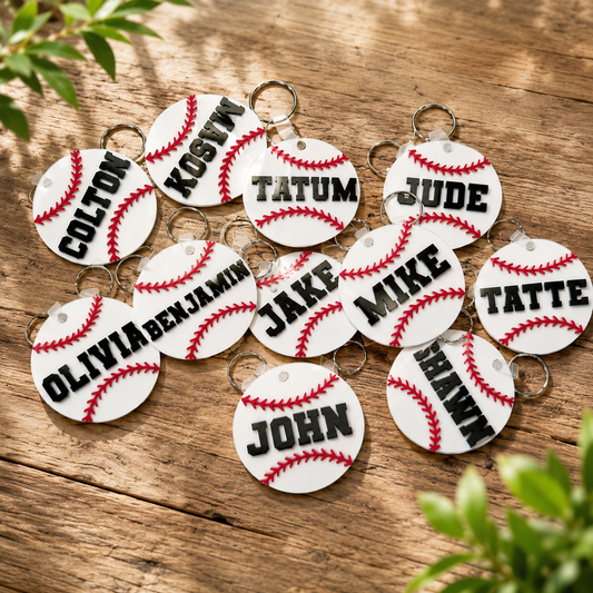 Custom Name Keychain | Personalized Acrylic Tag - Baseball