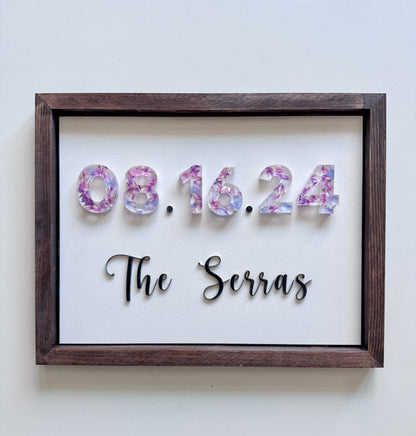 Floral Date Sign Floral Preservation Keepsake - Add On Item