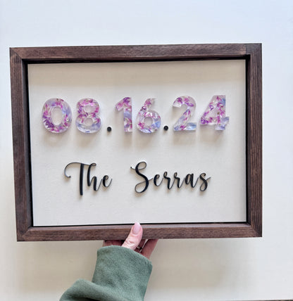 Floral Date Sign Floral Preservation Keepsake - Add On Item