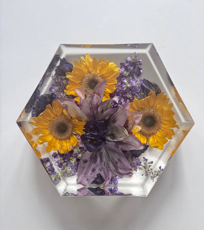 10" Hexagon Floral Preservation Keepsake