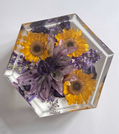 10" Hexagon Floral Preservation Keepsake