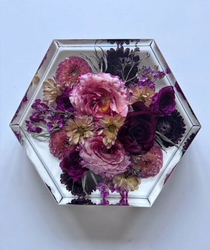 10" Hexagon Floral Preservation Keepsake
