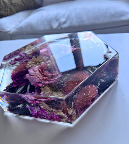 10" Hexagon Floral Preservation Keepsake