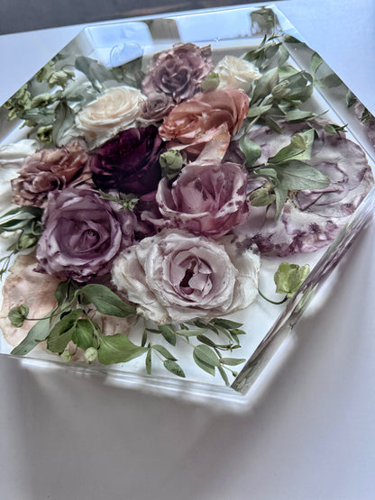 12" Hexagon Floral Preservation Keepsake