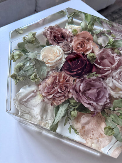 12" Hexagon Floral Preservation Keepsake