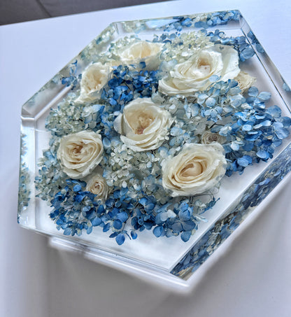 12" Hexagon Floral Preservation Keepsake
