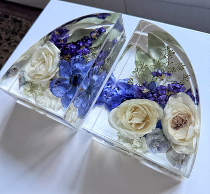 7" Bookends Floral Preservation Keepsake